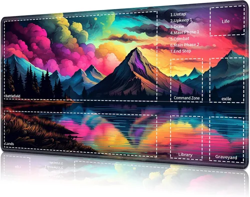 Miniatura 43 de Tapete de juego para MTG Card Playmat con zona, tapete de juego para MTG TCG de 24 x 14 pulgadas, tapete de juego antideslizante para tablero
