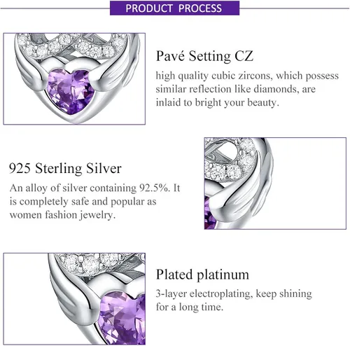 Miniatura 2 de Forever Queen - Abalorio de piedra de nacimiento para pulsera de abalorios de plata de ley 925 con corazón de amor infinito abalorios de feliz