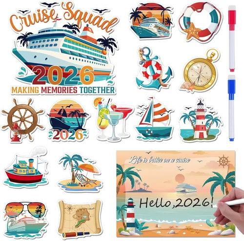 Miniatura 12 de Wxiben - Decoraciones magnéticas grandes para puerta de crucero, 6 unidades, decoración de puerta de crucero de navegación marítima, divertidos