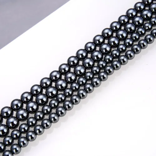 Miniatura 3 de Adabele - 200 piedras preciosas curativas de hematita negra natural de 0.157 pulgadas (0.157 in), cuentas sueltas redondas pequeñas, espaciadoras