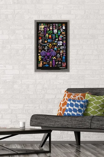 Miniatura 3 de Trends International Minecraft - Póster de pared de Mobbery, 14.725 x 22.375 pulgadas, versión con marco de madera tipo granero