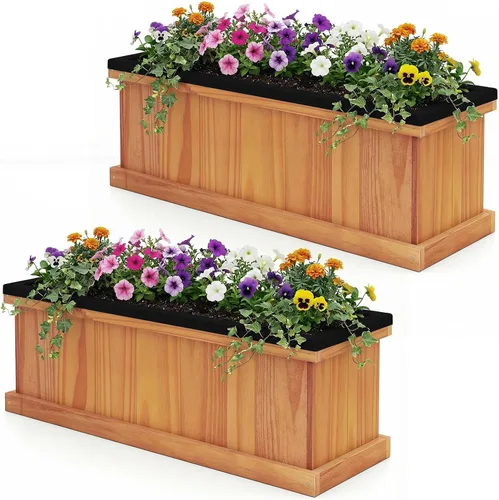 Miniatura 17 de Giantex Jardinera elevada para jardín o vegetales, maceta montada en ventana para jardín, caja de madera para plantar, 40 x 12 x 12 pulgadas