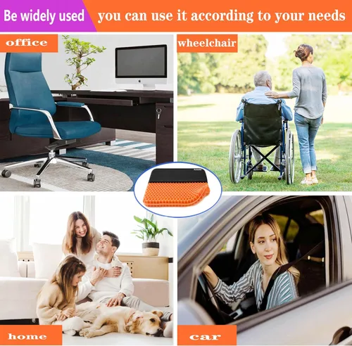 Miniatura 8 de Cojín de asiento de gel de tamaño grande para sentarse prolongadamente, extra grande y grueso, cojín de gel para espalda, cadera, ciática, alivio