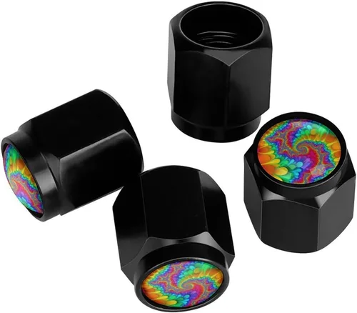 Miniatura 5 de Wolf - Tapones de válvula de neumático con bandera americana, tapas de válvula de neumático de aluminio negro, cubiertas universales