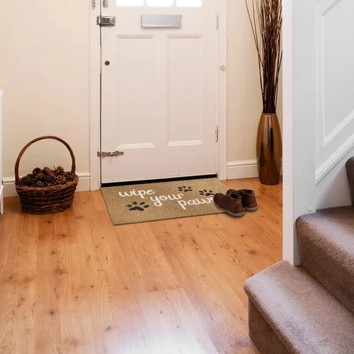 Miniatura 6 de Felpudo para puerta delantera, tapete de entrada con texto "Wipe Your Paws", goma antideslizante duradera, absorbente y divertida alfombra