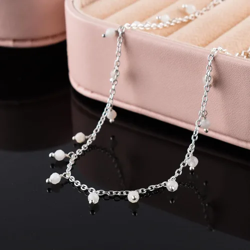 Miniatura 74 de Yanara Tobilleras de piedras preciosas para mujer, piedra natal natural, chapada en plata, joyería hecha a mano en 8.5 + 1.5 pulgadas, cristales