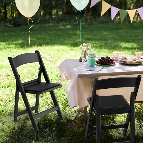 Miniatura 8 de VINGLI Sillas plegables de resina con cojín, silla plegable de plástico con cómodos asientos acolchados, perfectas para fiestas y eventos en Negro