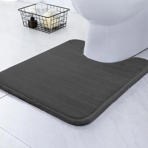 Miniatura 9 de SWEMSTAR Alfombra de baño de espuma viscoelástica con alfombra de inodoro, tapete de baño absorbente de agua para suelo de baño, antideslizante