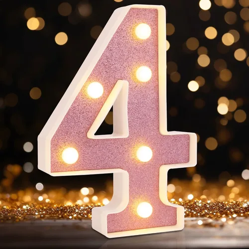 Miniatura 32 de Letras pequeñas de marquesina LED, letras iluminadas, letras LED de 8.58 pulgadas, letrero iluminado a pilas para mesa, fiesta, cumpleaños