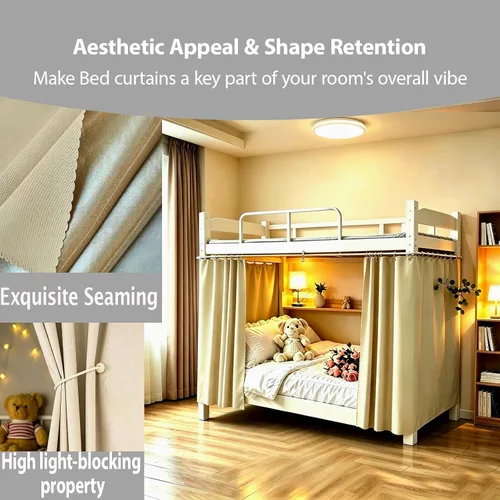 Miniatura 6 de Dorm Home - Cortinas opacas para literas, gruesas y sólidas, cortina de cama, tela para dosel de cama, para hombres y mujeres, cama individual
