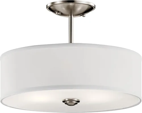 Miniatura 6 de Kichler Shailene - Lámpara de 14 pulgadas con 3 luces redondas semiempotradas, difusor satinado blanco y pantalla de microfibra blanca en bronce