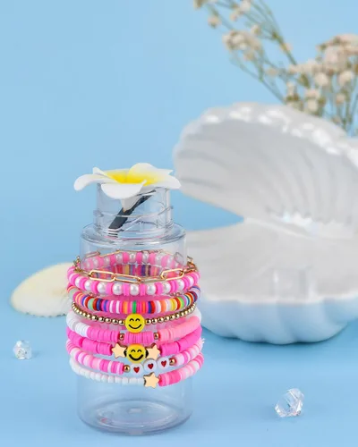 Miniatura 3 de Abitoncc Preppy Heishi - Juego de pulseras de surfista para niñas adolescentes, bonitos aretes estéticos, anillos estéticos preppy coloridos de oro