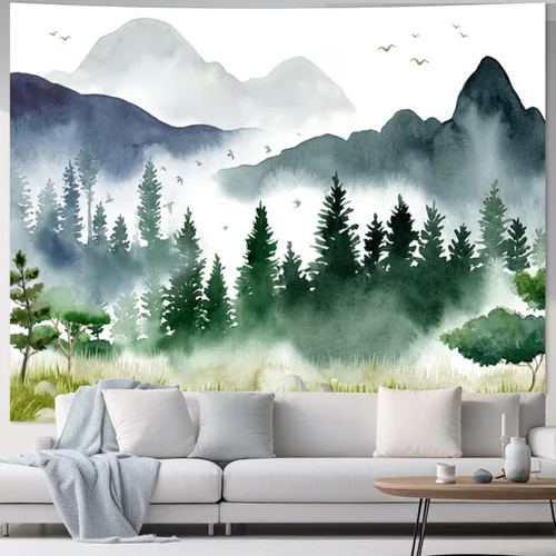 Miniatura 15 de Apdidl Tapiz de pared de bosque para dormitorio, estético, naturaleza, espacio exterior, galaxia, noche estrellada, tapiz para colgar en la pared