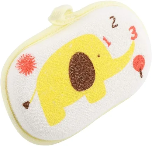 Miniatura 6 de Toalla para niños, lindo patrón de elefante bebé algodón cepillo de baño ducha toalla de baño esponja lavado frotamiento accesorio (amarillo)