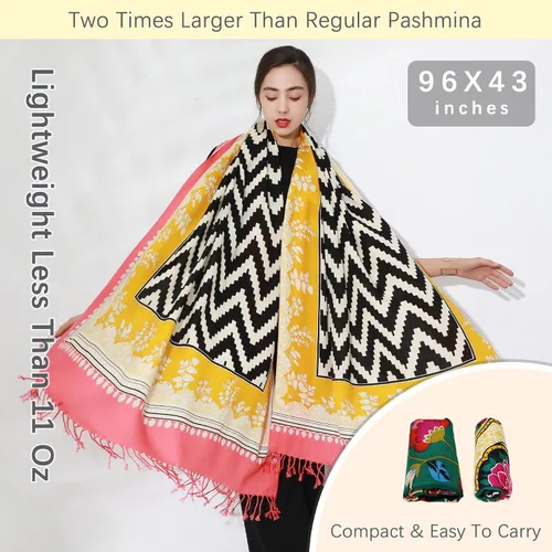 Miniatura 239 de DANA XU Manta de pashmina extragrande 100% de lana merina, bufanda de viaje, bufanda de cachemira para mujer, otoño e invierno, chal de gran