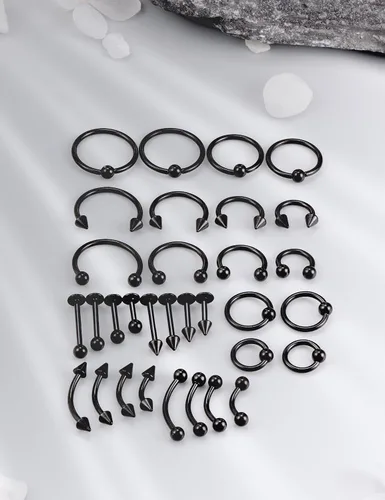 Miniatura 6 de 16G 20G Anillos de labio de herradura, septum, nariz, anillos de tragus de acero quirúrgico, hélice, caracola, torre, daith, snug, cartílago