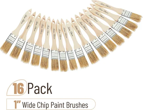 Miniatura 2 de Bates - Pinceles de pintura de cerdas naturales de 1 pulgada, juego de 16 unidades para pintura de astillas, tinte de madera y uso general