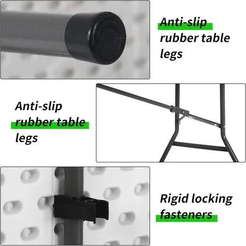 Miniatura 5 de Mesa plegable portátil de plástico de 6 pies y 71 pulgadas, parte superior resistente con asa de transporte, interior y exterior, patio, camping