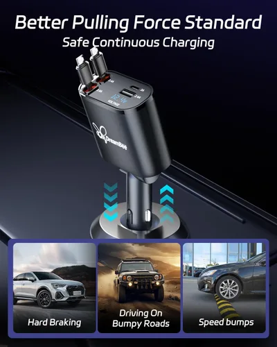 Miniatura 6 de Cargador retráctil para automóvil, cargador USB súper rápido para iPhone de automóvil, regalos para hombres y mujeres, accesorios para automóvil