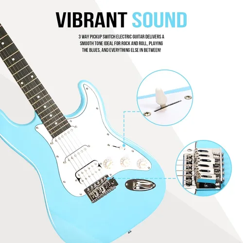 Miniatura 6 de Soulmate - Kit de guitarra eléctrica de 39 pulgadas, tamaño completo, cuerpo sólido, kit para principiantes HSS, guitarra eléctrica de iniciación