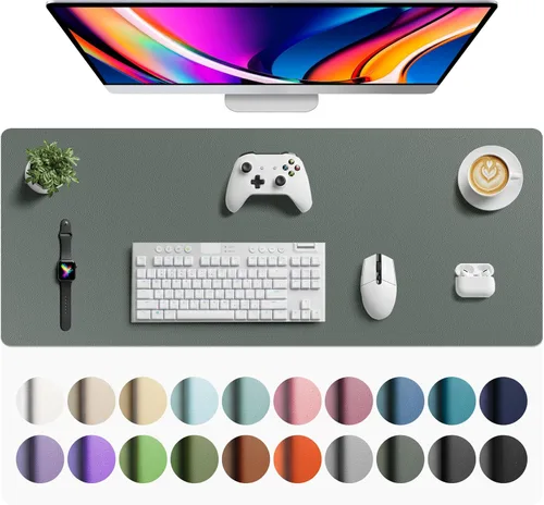 Miniatura 103 de Aothia - Protector de escritorio de cuero sintético, base para mouse, superficie antideslizante e impermeable para escribir y para laptop