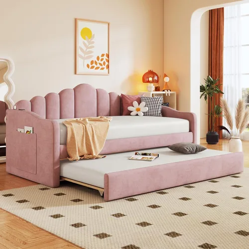 Miniatura 17 de Bellemave Cama nido de tamaño completo con cama corrediza, sofá cama, cama nido con cama corrediza para adultos, niños, niñas, adolescentes, cama