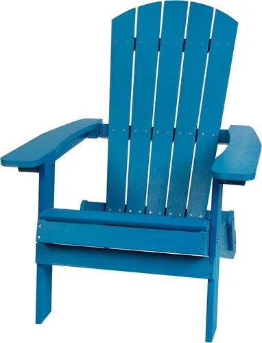 Miniatura 19 de Flash Furniture Charlestown – Silla plegable Adirondack de poliresina para interiores o exteriores, resistente a la intemperie, color negro