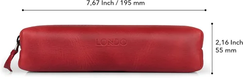 Miniatura 6 de Londo Lápiz y estuche de cosméticos con cremallera de cuero genuino Rojo