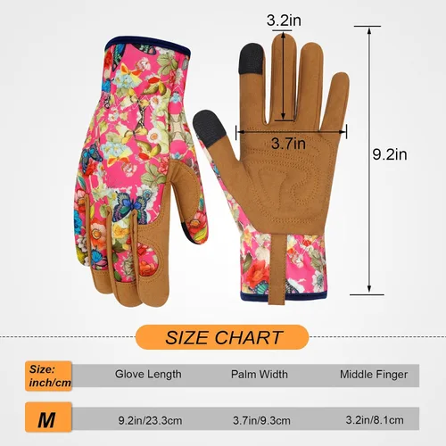 Miniatura 2 de Guantes de jardinería de cuero para mujer, guantes de jardín a prueba de espinas, guantes de trabajo para pantalla táctil, regalos ColorH