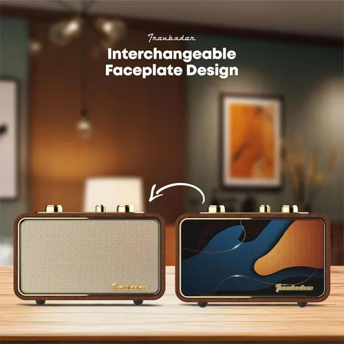 Miniatura 5 de Altavoz Bluetooth vintage con radio AM/FM, naranja Retro Wireless Speaker, 10H Playtime, Charge-While-Play, Aux/Antenna, Interchangeable Panel
