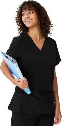 Miniatura 4 de floralhue Uniformes médicos para mujeres, blusas de uniforme médico suaves con cuello en V, uniforme médico elástico con 4 bolsillos, transpirable