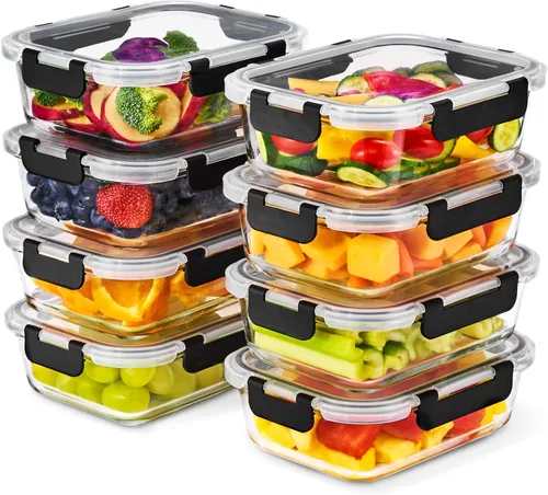 Miniatura 11 de Sorbus - Recipientes de vidrio para comidas preparadas, recipientes reutilizables para comidas preparadas aptos para lavavajillas y horno