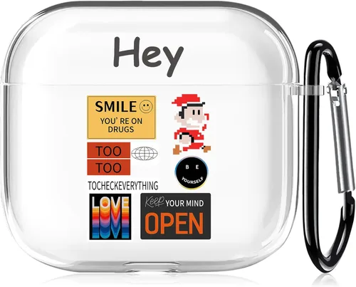 Miniatura 54 de Funda transparente para AirPods de 2ª generación de 1ª generación, diseño de gatito kawaii para mujeres, hombres y niños, funda de carga de TPU