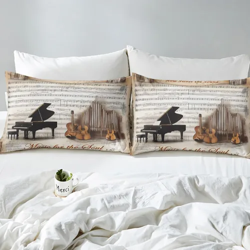 Miniatura 5 de Castle Fairy Sábana bajera ajustable de violonchelo de piano, tamaño individual, 2 piezas para niños, niñas, niños y adultos, decoración