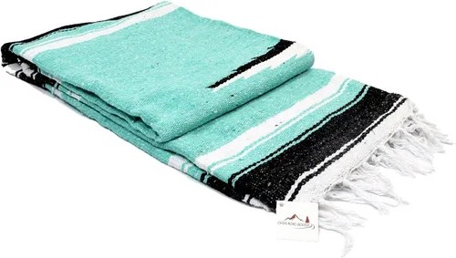 Miniatura 8 de Open Road Goods Manta de diamantes mexicanos – Manta de yoga pesada XL – Hecho a mano en México – Manta gruesa estilo serape bohemio estilo Saltillo