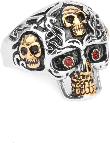 bodyj4you Acero Inoxidable Gothic Tribal Cráneo Banda de los hombres Anillo, acero inoxidable, 10, FJ9461-SZ10