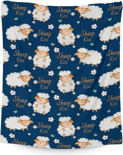 Miniatura 12 de Manta de oveja – Suave, mullida y cálida – Manta de tamaño regazo de 30 x 40 pulgadas para sofá, oficina, bonito regalo blanco para niños y niñas