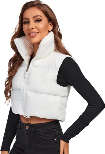Miniatura 3 de Fuinloth - Chaleco con relleno, cuello alto, ligero, con cremallera, chaleco acolchado, para mujer