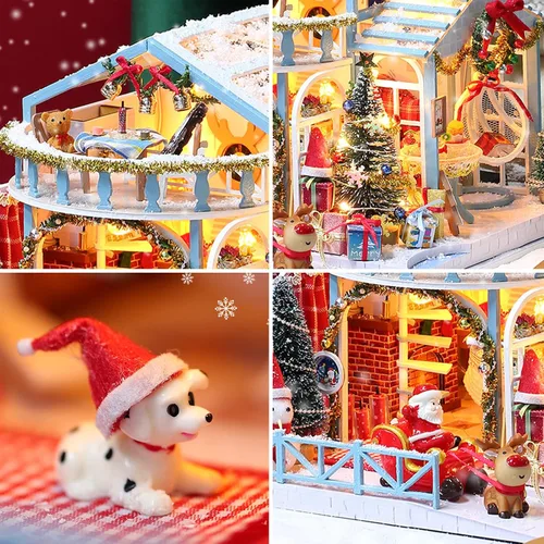 Miniatura 5 de Spilay Kits de casa de muñecas en miniatura, casa modelo pequeña para que los adultos construyan, kits de modelo de casa pequeña con cubierta