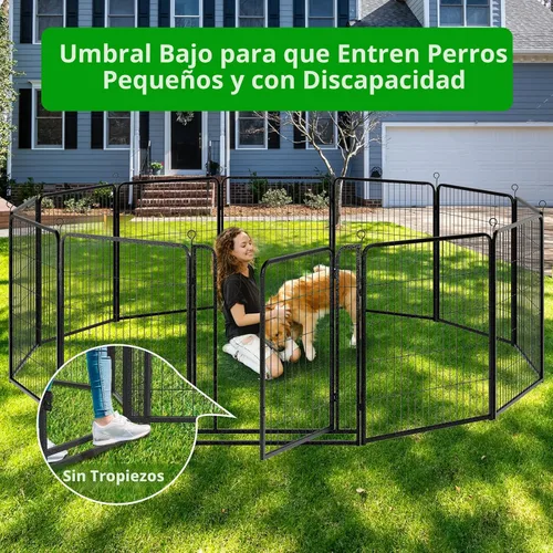 Miniatura 2 de Kfvigoho Corralito para perros para exteriores, extra ancho, 12 paneles de alta resistencia con revestimiento antioxidante, valla para perro