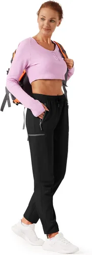Miniatura 6 de Pantalones cargo de senderismo para mujer, ligeros, de secado rápido, resistentes al agua, UPF 50+ con bolsillos con cremallera