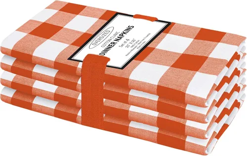 Miniatura 17 de Cotton Clinic Servilletas de tela 100% algodón, grandes, 20 x 20 pulgadas, juego de 4 servilletas de mesa a cuadros a cuadros – Servilletas de mesa