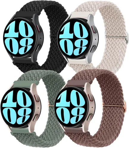 20mm Correas elásticas trenzadas para Samsung Galaxy Watch 7/FE/6/6 Classic de 40 mm, 44 mm, 43 mm, 47 mm, 42 mm, 46 mm, Banda de bucle único,
