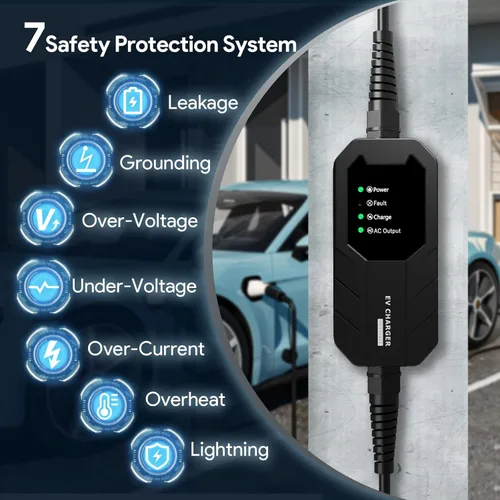 Miniatura 6 de MEGEAR Skysword Ⅱ Cargador EV Nivel 1 (110V, 16A, 25 pies), Estación de Carga Portátil para Vehículo Eléctrico Doméstico EVSE (Conector NEMA 5-15)