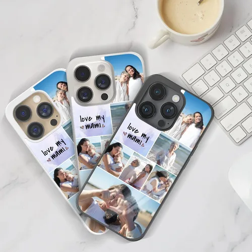 Miniatura 7 de Fundas de teléfono personalizables con diseño de texto, fotos y empalme, regalos para mujeres, familia, madre, aplicable con iPhone 11, 12, 13, 14