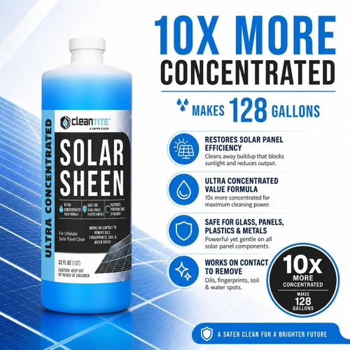 Miniatura 3 de Limpiador de paneles solares de 32 onzas (hace 4.52 oz) – Solución de limpieza súper concentrada para vidrio, metal, madera y plástico – Elimina