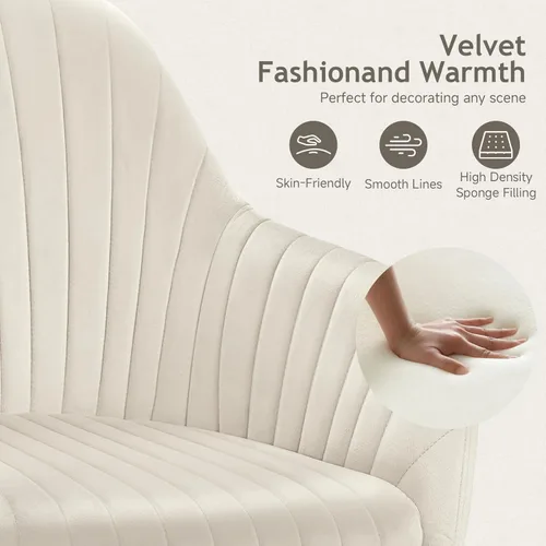 Miniatura 3 de Warmiehomy Silla de escritorio de terciopelo para oficina en casa, silla de trabajo giratoria ajustable moderna, sillas de tocador para mujeres