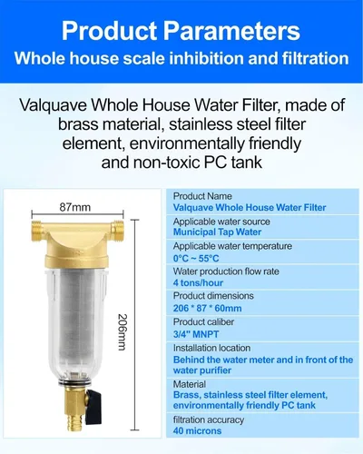 Miniatura 6 de Filtro de agua para toda la casa, sistema de prefiltro de sedimentos giratorios de 40 micrones, MNPT de 3/4", latón resistente sin BPA