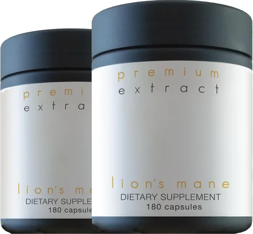 ORIVeDA Lion's Mane Organic Mushroom Extract 2-Pack - Cuerpo fructífero 180 v-caps, micelio puro 180 v-caps • Apoya el cerebro y el sistema nervioso