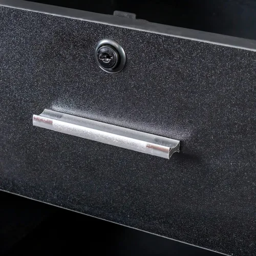 Miniatura 7 de SSLine Estación de salón moderna, soporte de piso negro, gabinete de madera para estilista, peluquería, peluquería, mesa de almacenamiento clásica